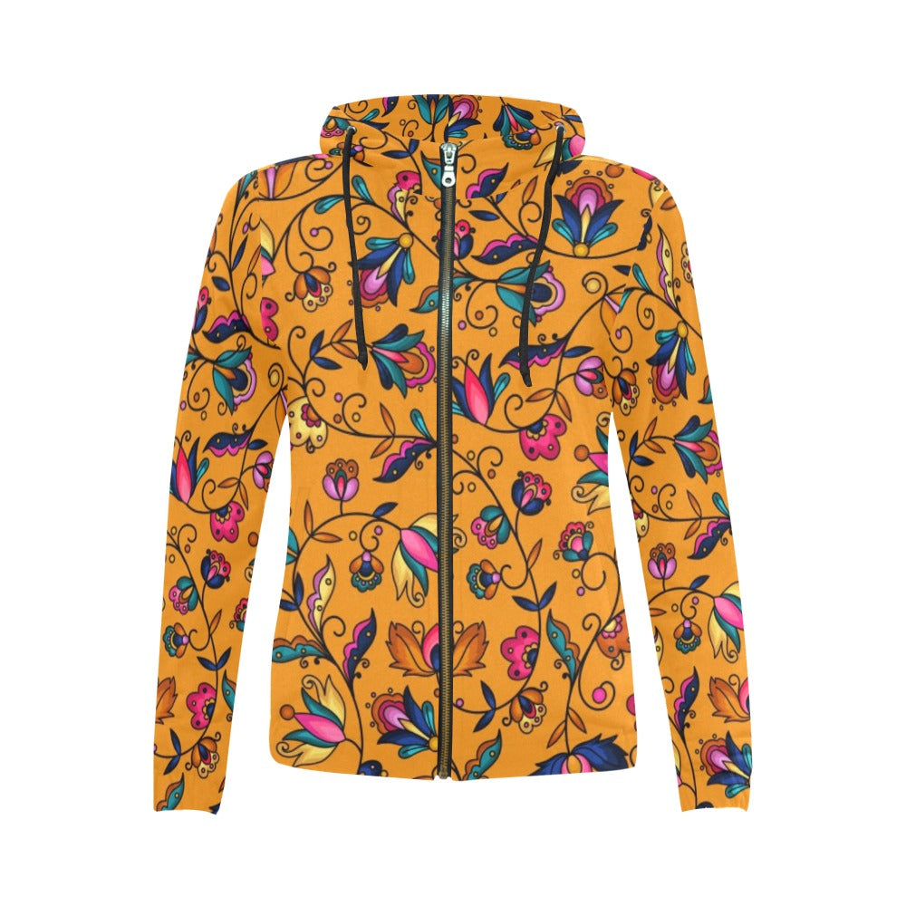 Copper Prairie Petals Full Zip Hoodie for Women