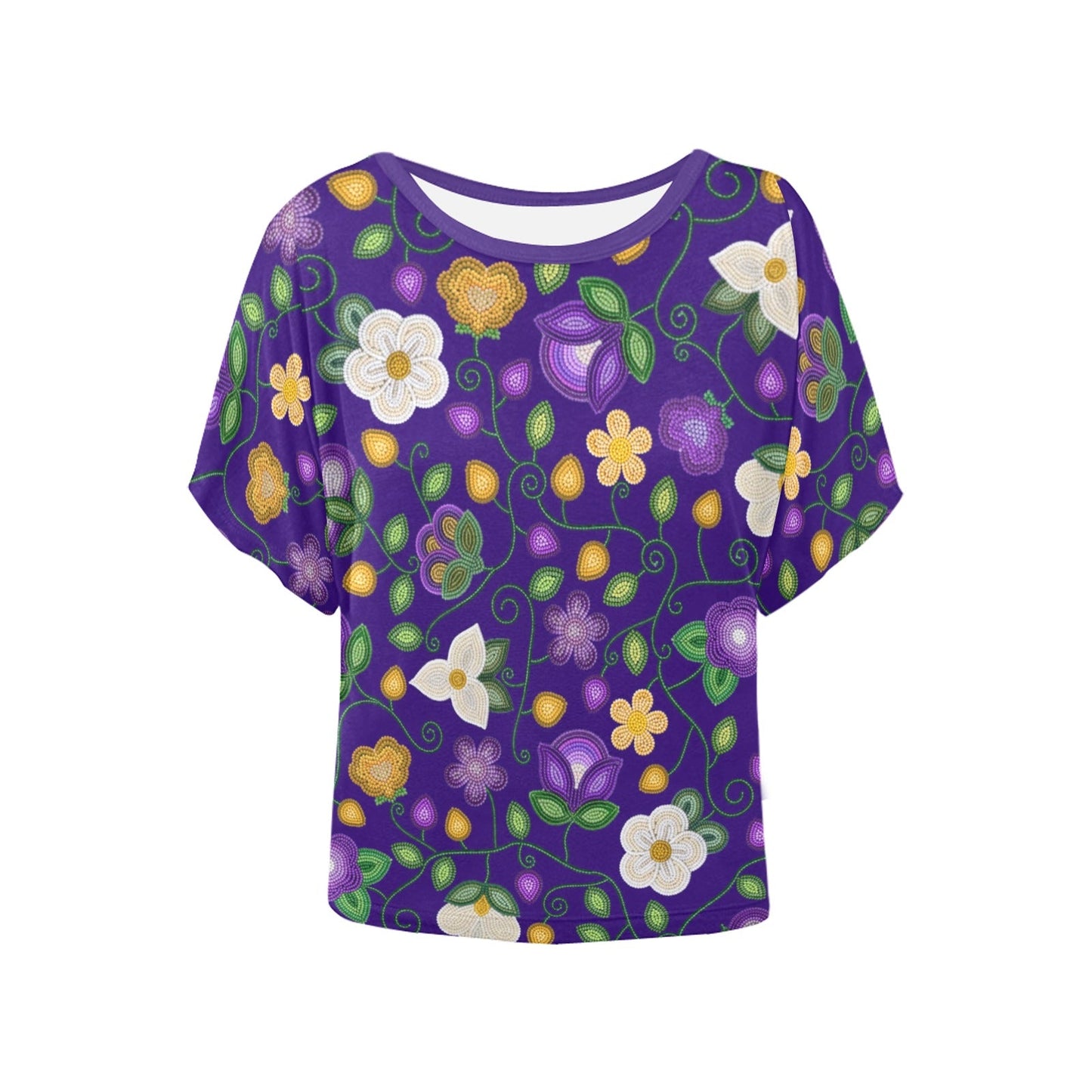 Midnight Moss Bloom Aubergine Batwing Blouse