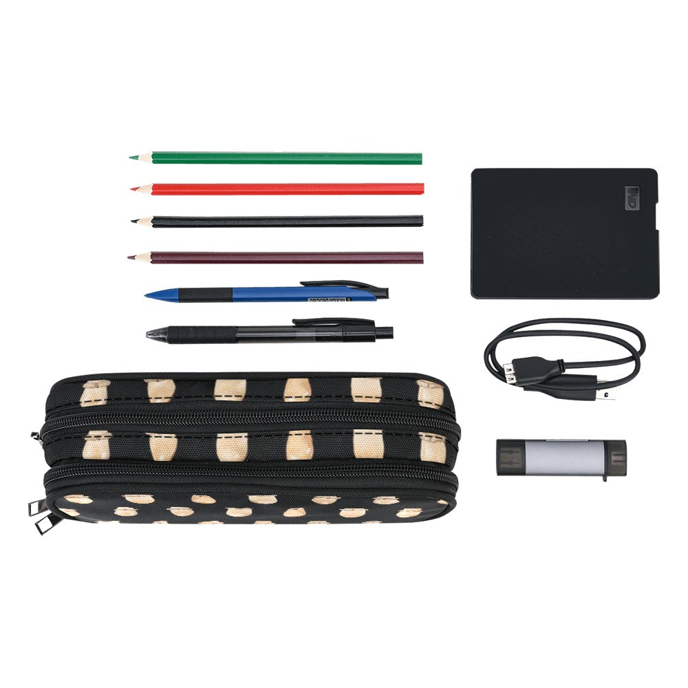 Elk Teeth on Black Pencil Pouch