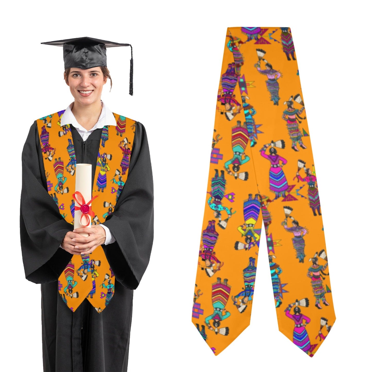 Women's Jingle Dancers Orange Graduation Stole