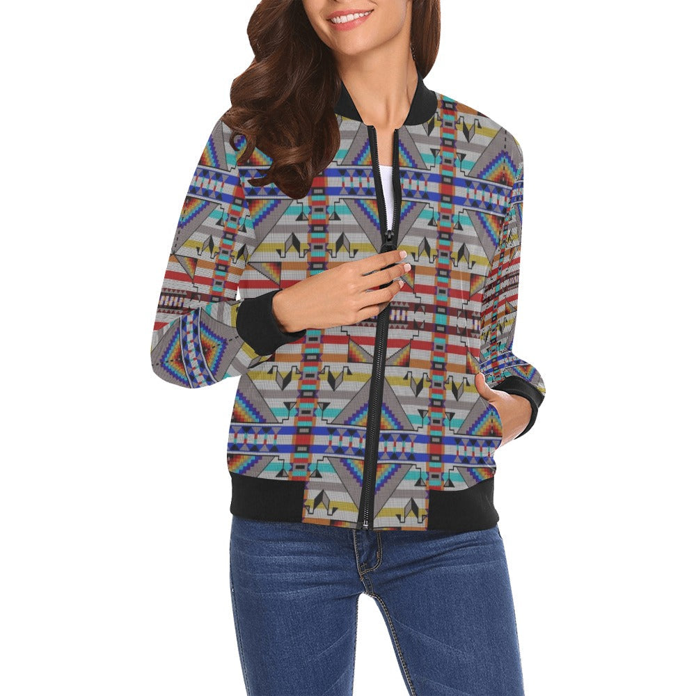 Medicine Blessing White Bomber Jacket for Women