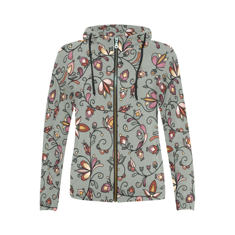 Burnt Sky Petals Full Zip Hoodie for Women