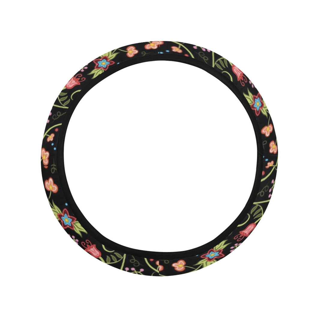 Fresh Fleur Midnight Steering Wheel Cover with Elastic Edge