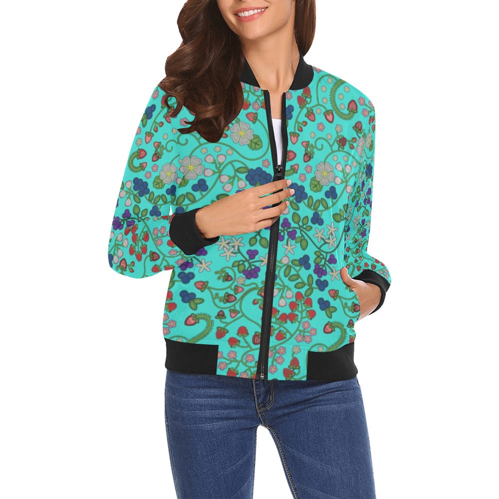 Grandmother Stories Turquoise Bomber Jacket for Women