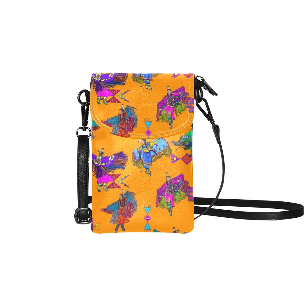 Women's Fancy Dancers Orange Small Cell Phone Purse