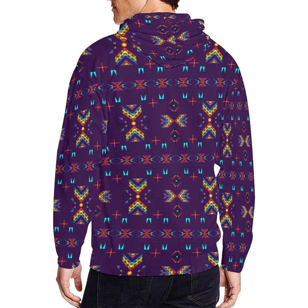 Rainy Chief Rainbow Dark Purple Men's Zipper Hoodie
