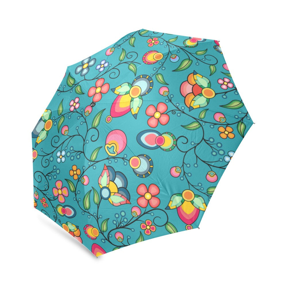 Floral Bounty Teal Foldable Umbrella