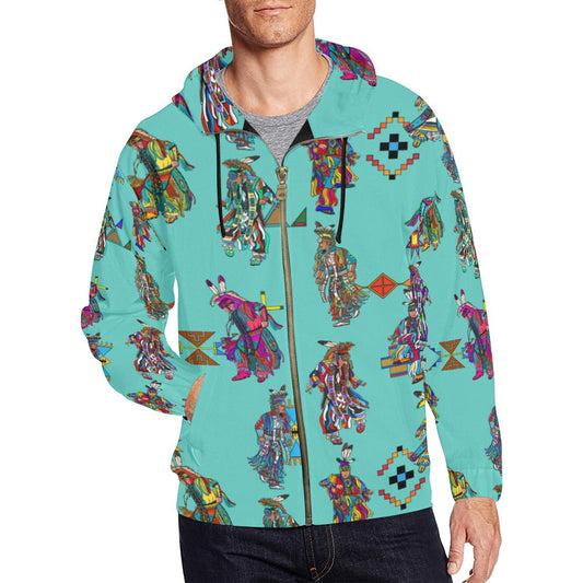 Men's Grass Dancers Eggshell Blue Men's Zipper Hoodie
