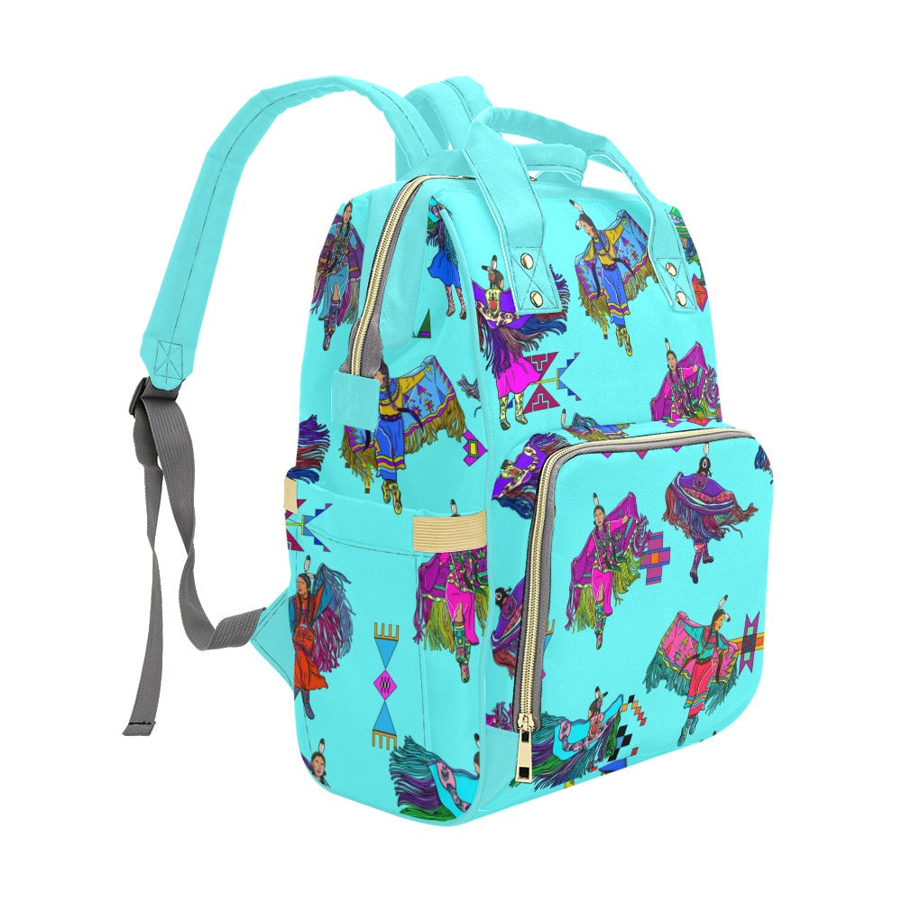 Women's Fancy Dancers Turquoise Multi-Function Diaper Backpack