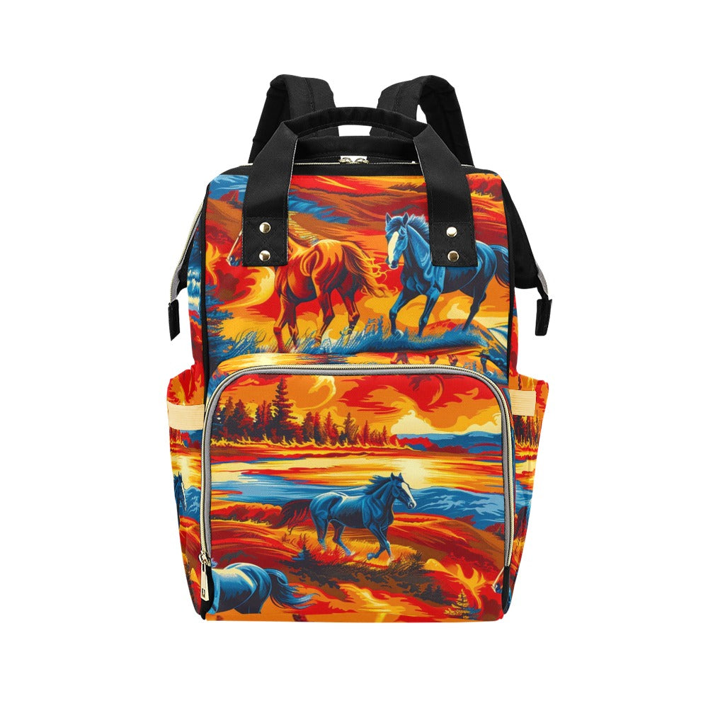 Wilds Horses 2 Multi-Function Diaper Backpack/Diaper Bag