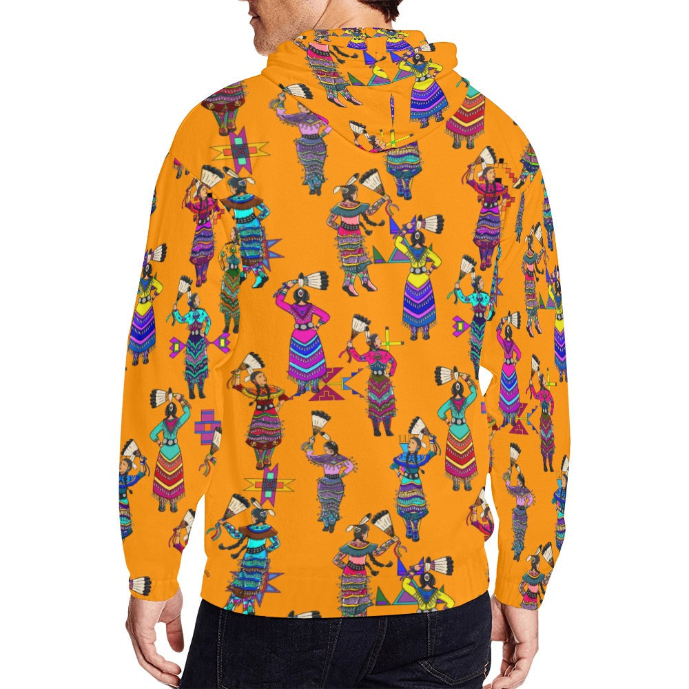 Women's Jingle Dancers Orange Men's Zipper Hoodie