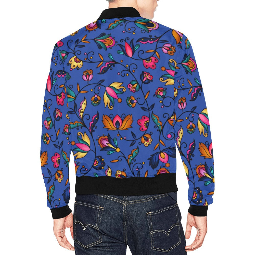 Copper Prairie Petals Blue Bomber Jacket for Men
