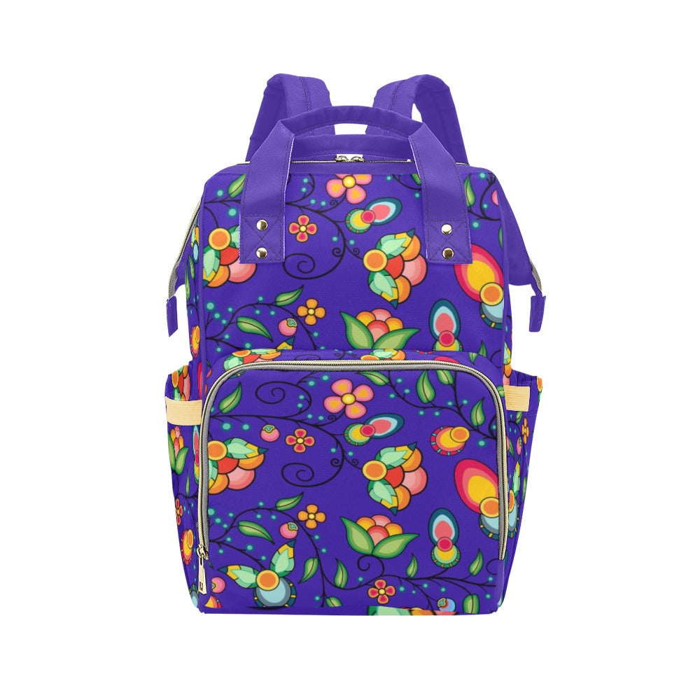 Floral Bounty Blue Multi-Function Diaper Backpack