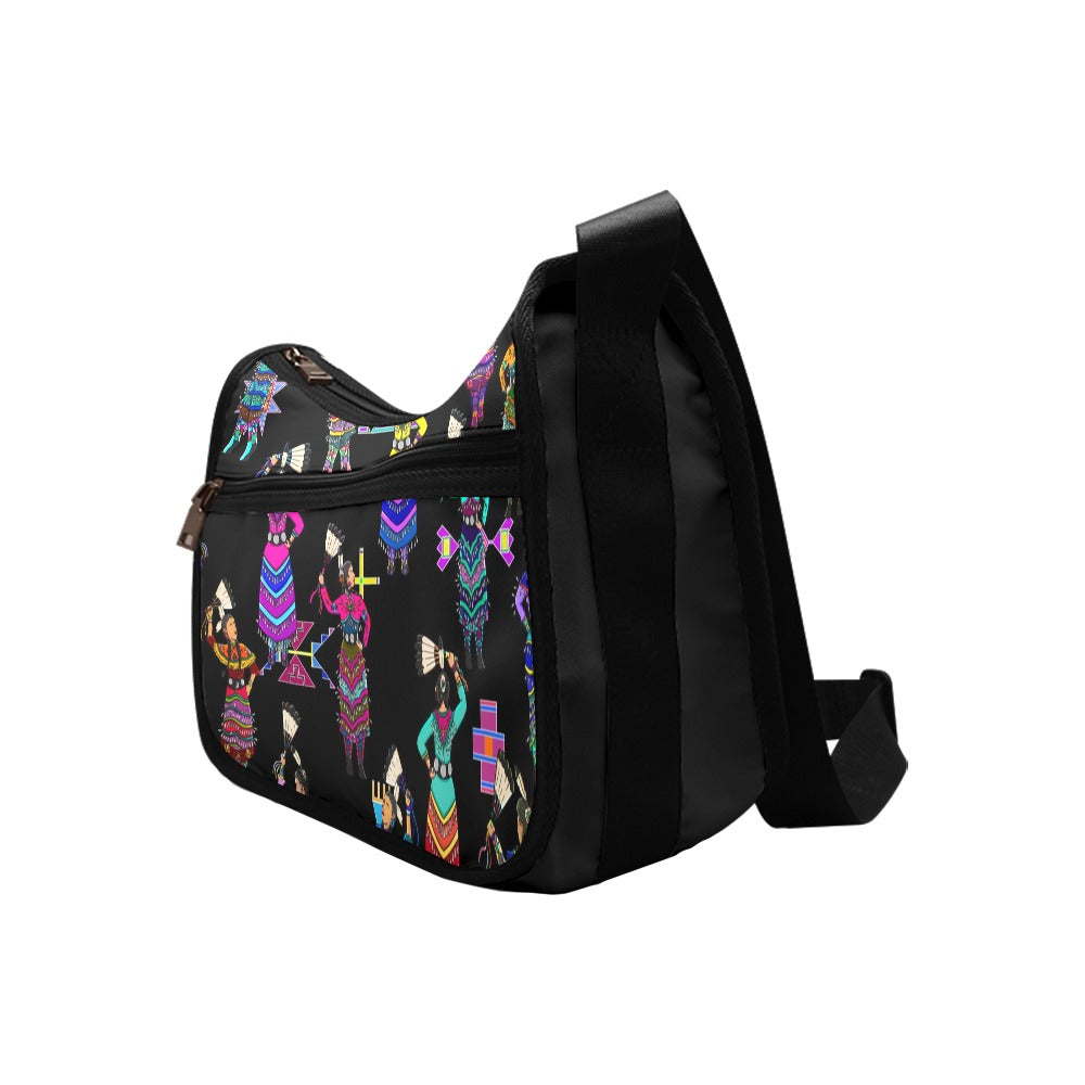 Women's Jingle Dancers Black Crossbody Bag