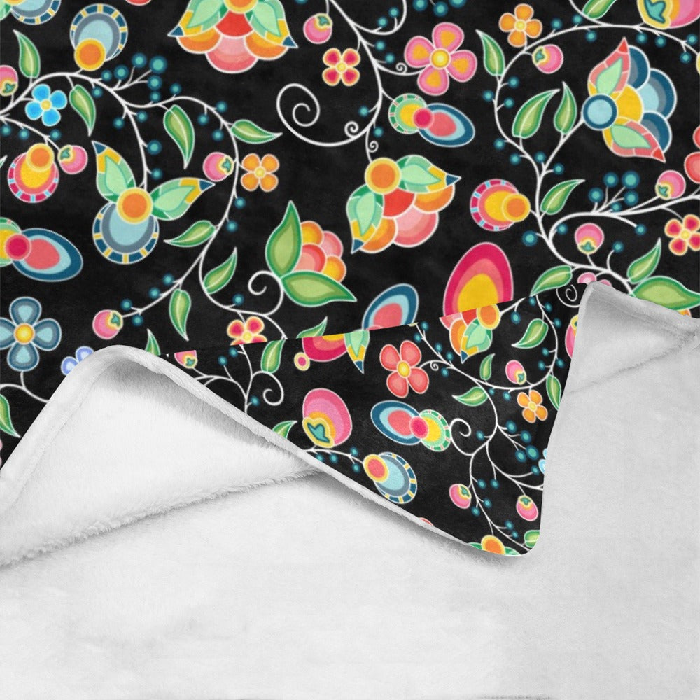 Floral Bounty Black X-Large Micro Fleece Blanket