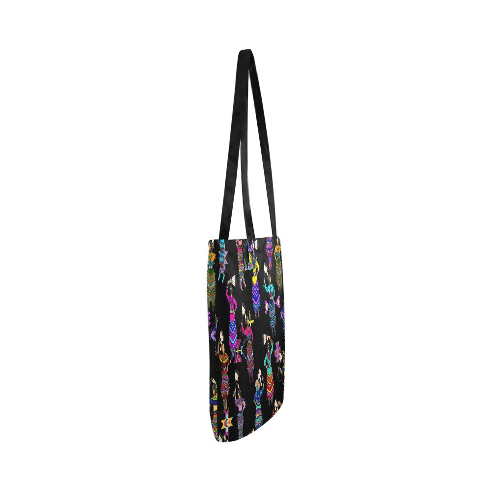 Women's Jingle Dancers Black Reusable Shopping Bag