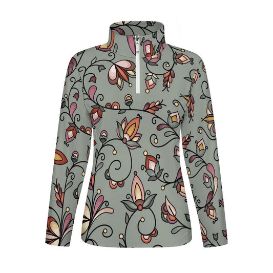 Burnt Sky Petals Green Long Sleeve Yoga Shirt