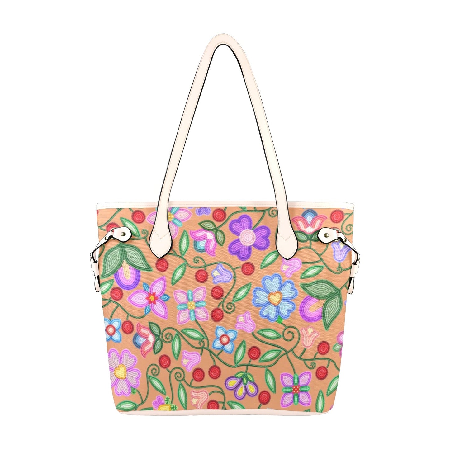 Petal Harmony Terracotta Clover Canvas Tote