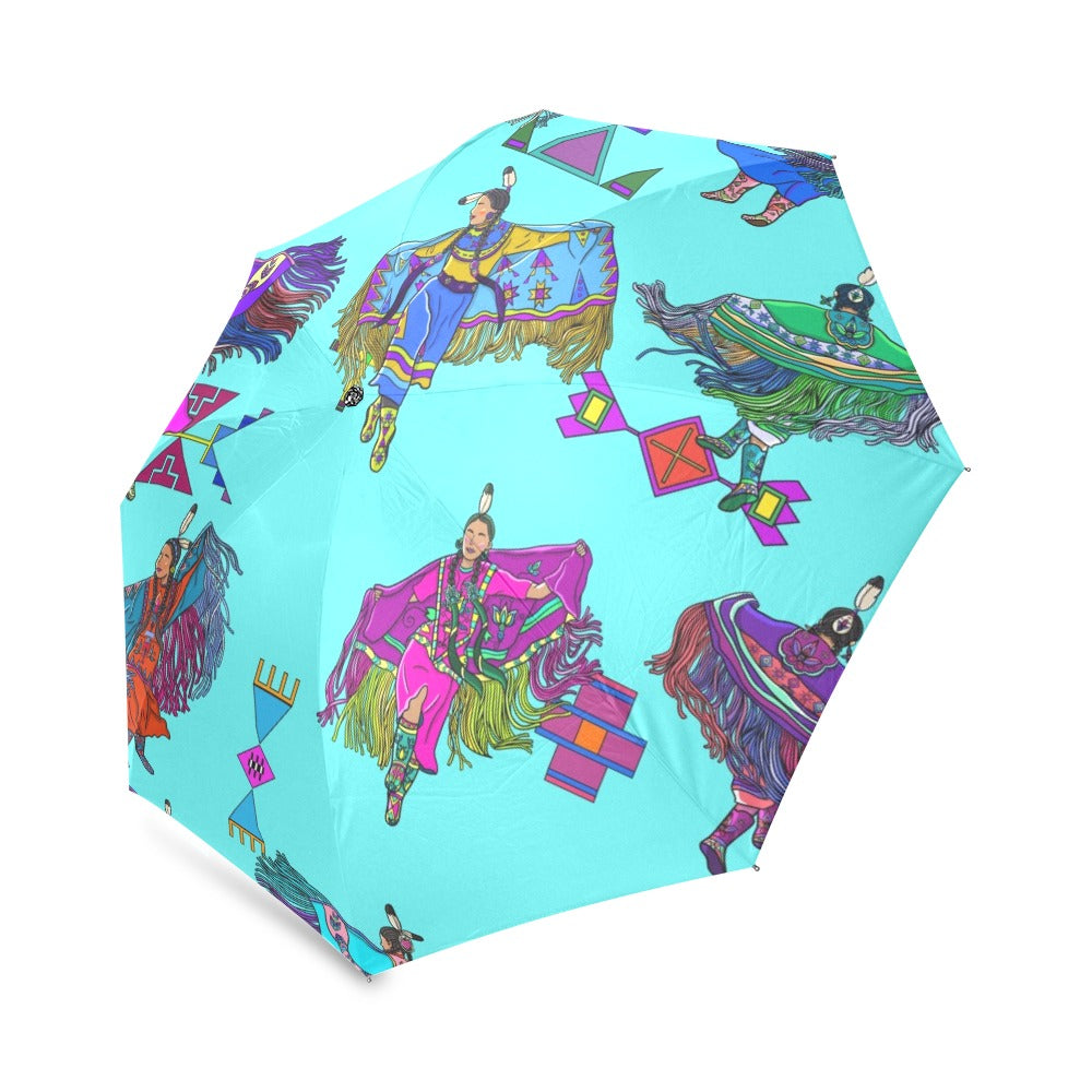 Women's Fancy Dancers Turquoise Foldable Umbrella