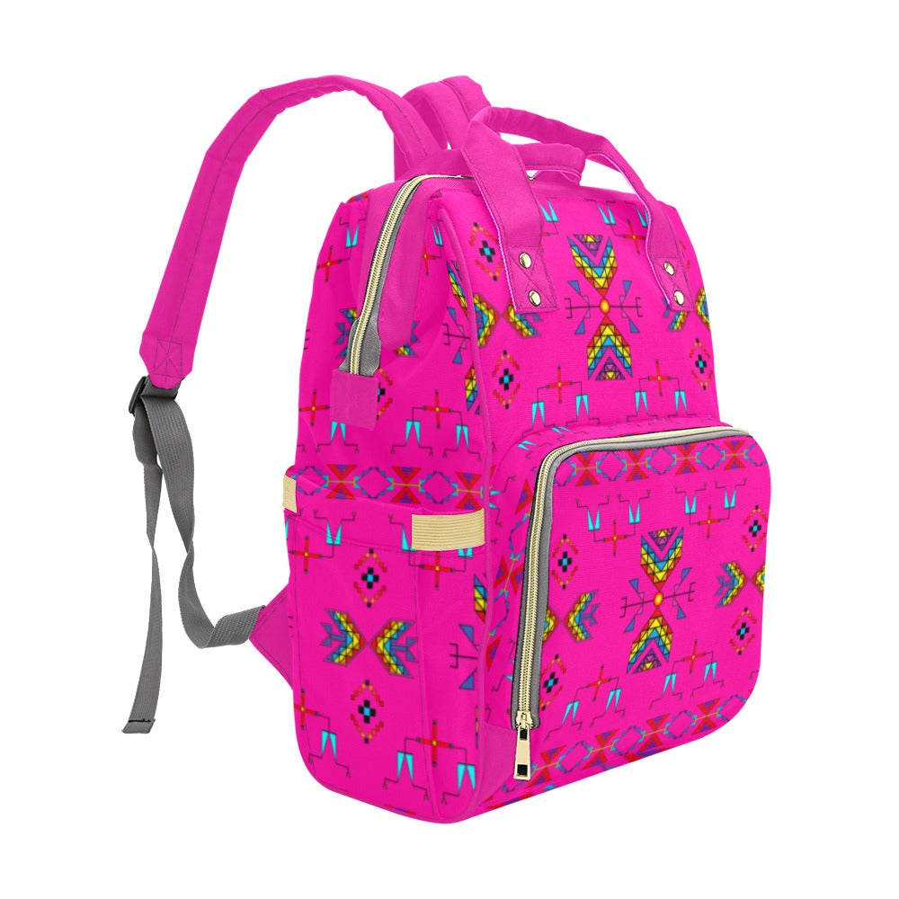 Rainy Chief Rainbow Hot Pink Multi-Function Diaper Backpack