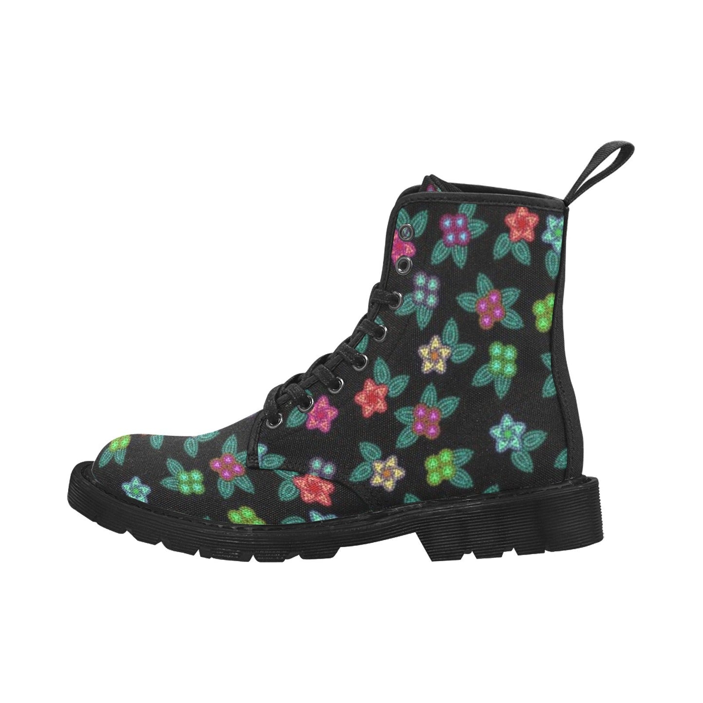 Berry Flowers Black Boots