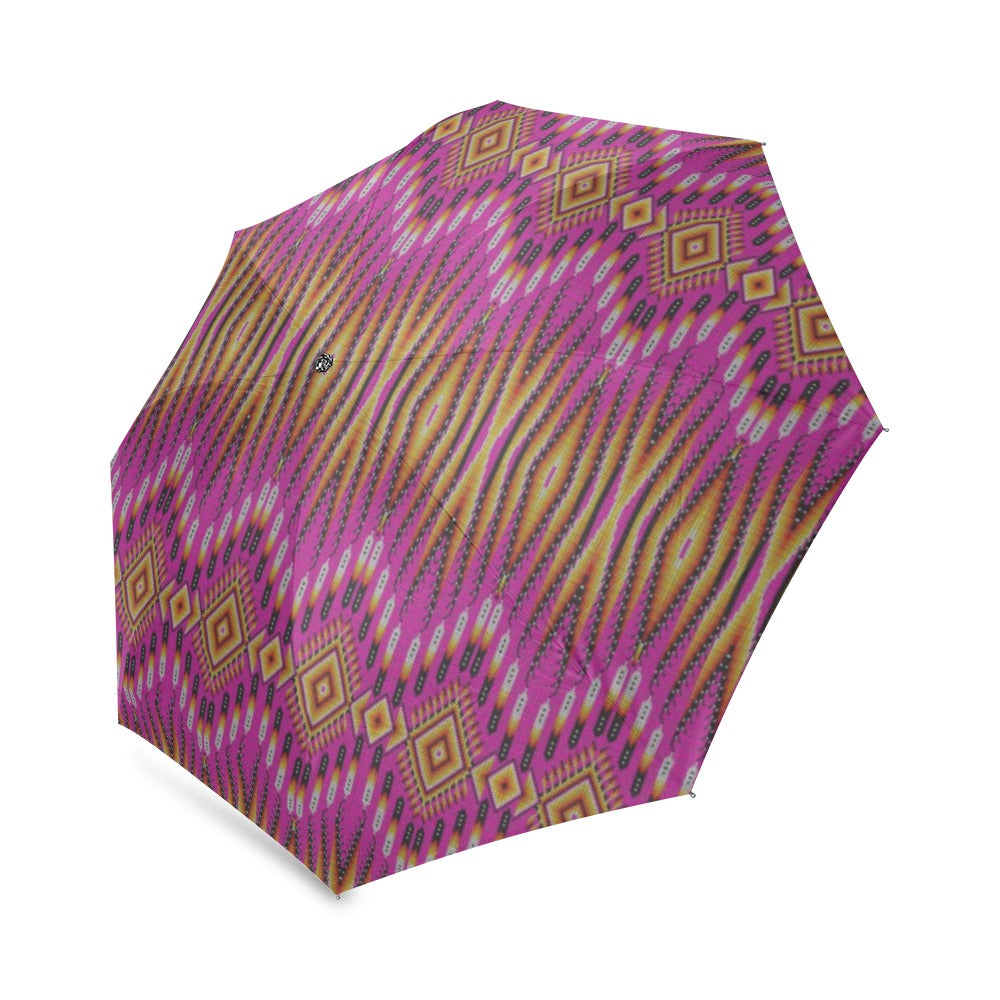 Fire Feather Pink Foldable Umbrella