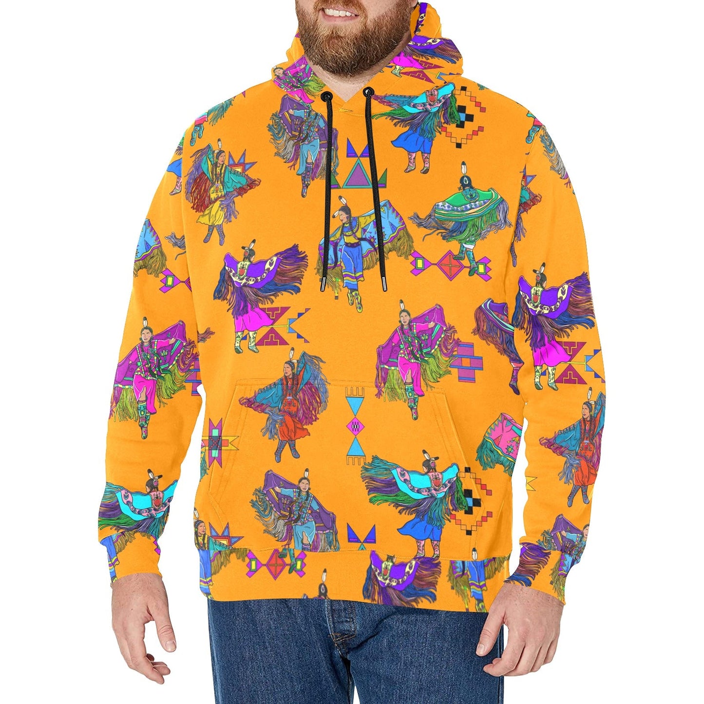 Women's Fancy Dancers Orange Men's Long Sleeve Fleece Hoodie