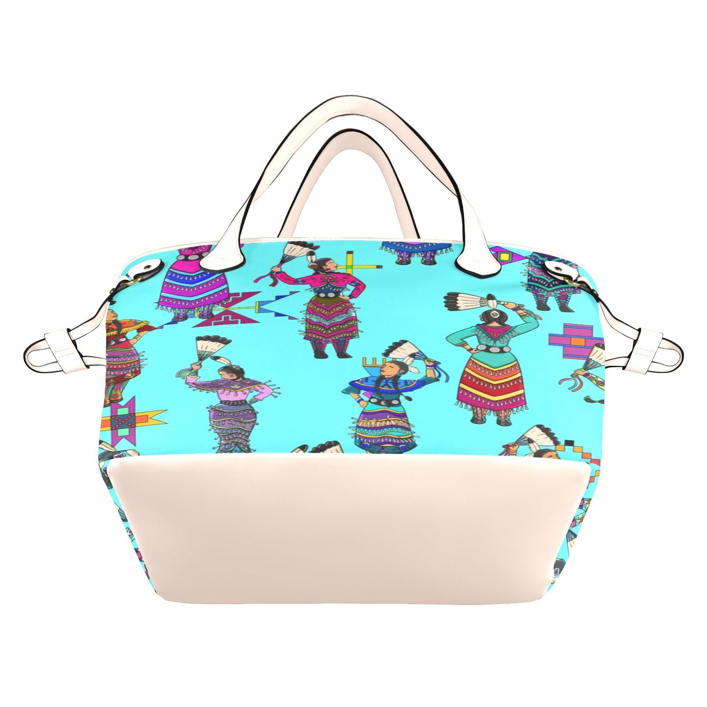 Women's Jingle Dancers Turquoise Clover Canvas Tote Bag