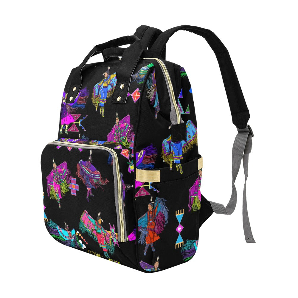 Women's Fancy Dancers Black Multi-Function Diaper Backpack