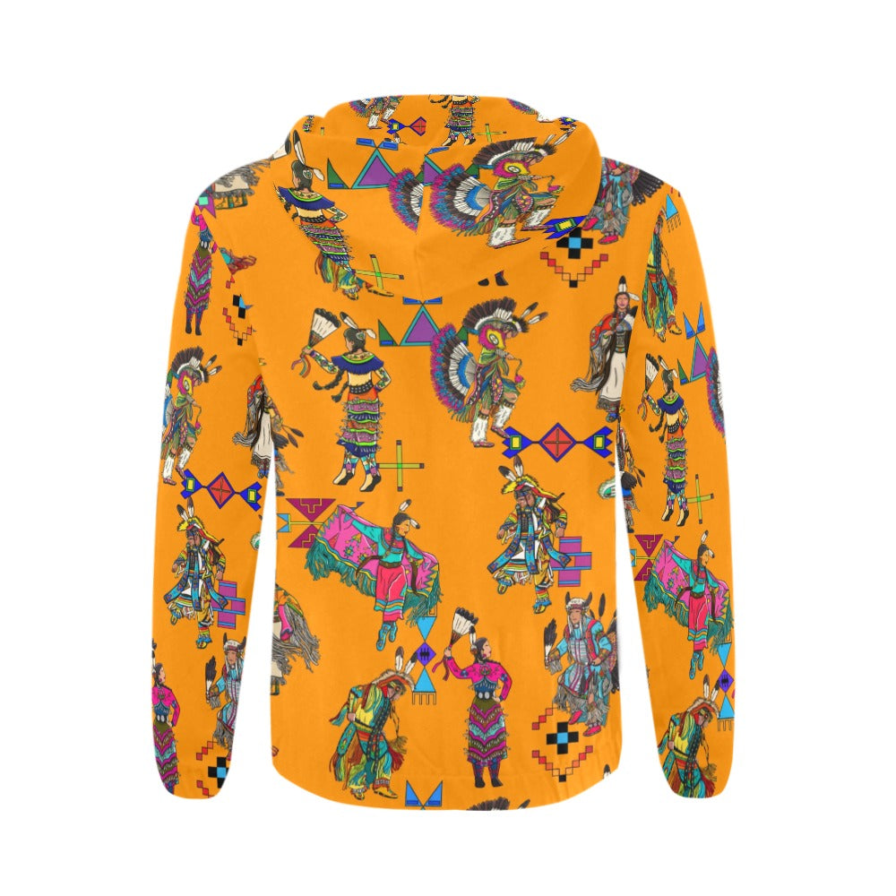 Grand Entry Dancers Orange Men's Zipper Hoodie