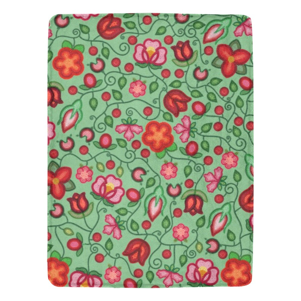 Rose Reverie Green X-Large Micro Fleece Blanket