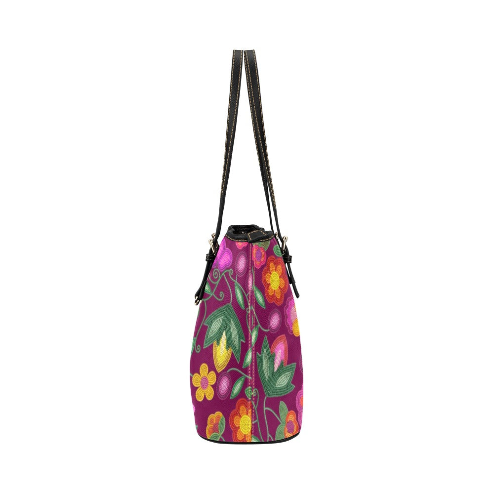 Boreal Bounty Dark Magenta Leather Tote