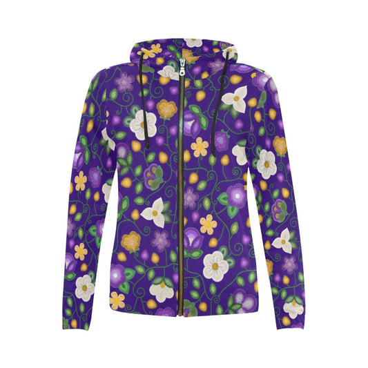 Midnight Moss Bloom Full Zip Hoodie For Women
