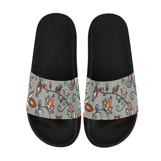 Burnt Sky Petals Green Slide Sandals