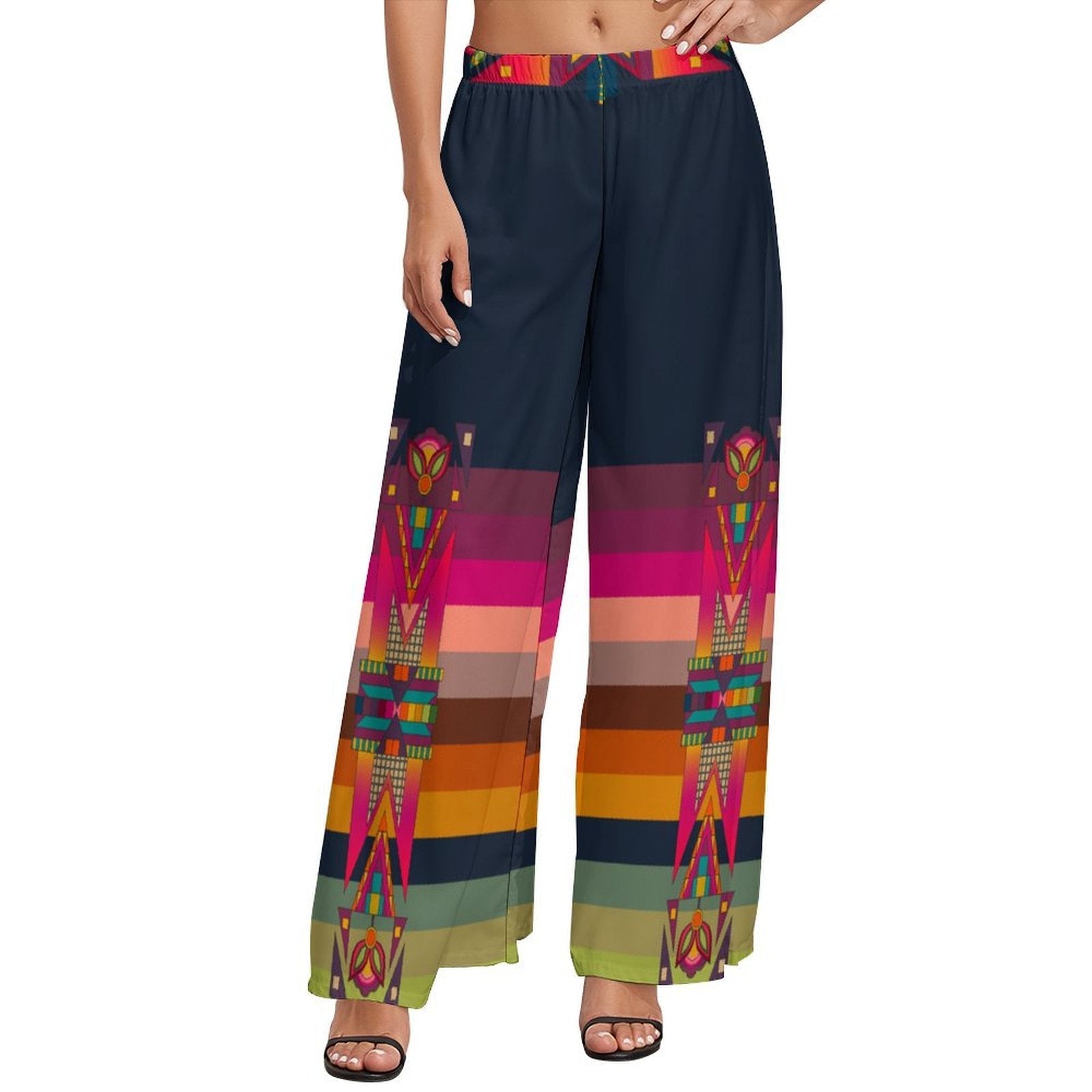 Retro Coffee Elastic Waist Ribbon Pants Fall QB019 main image 0