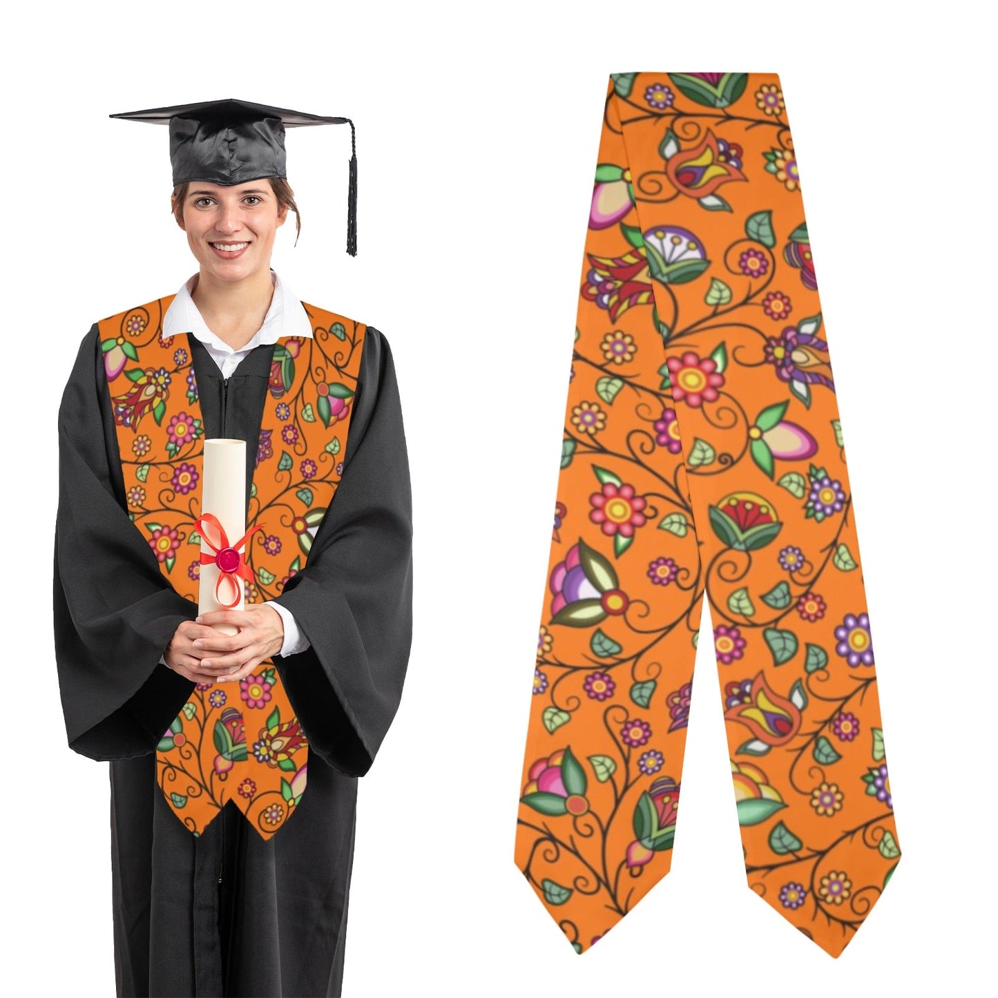 Heartbeat Petals Orange Graduation Stole