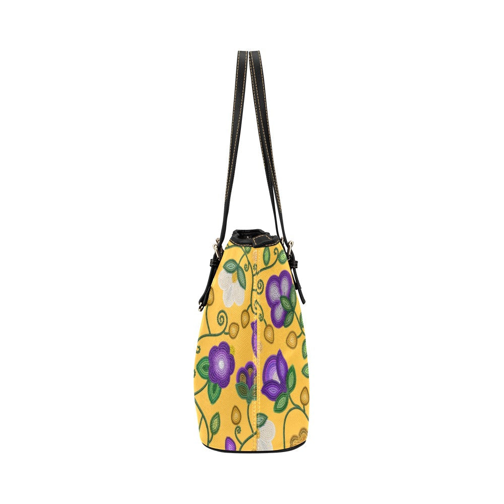 Midnight Moss Bloom Yellow Leather Tote