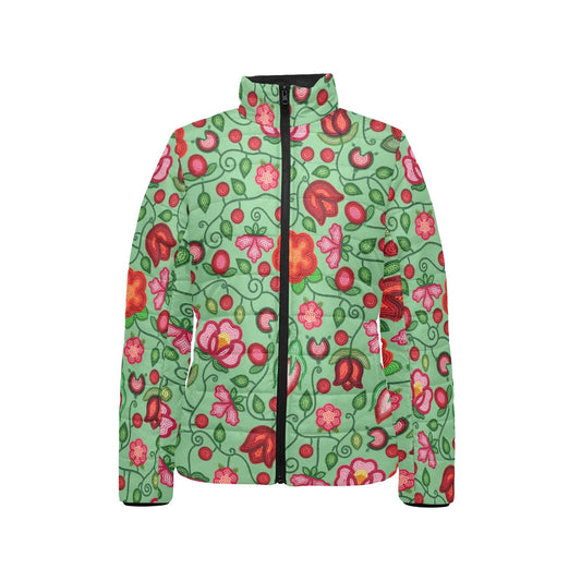 Rose Reverie Green Stand Collar Jacket