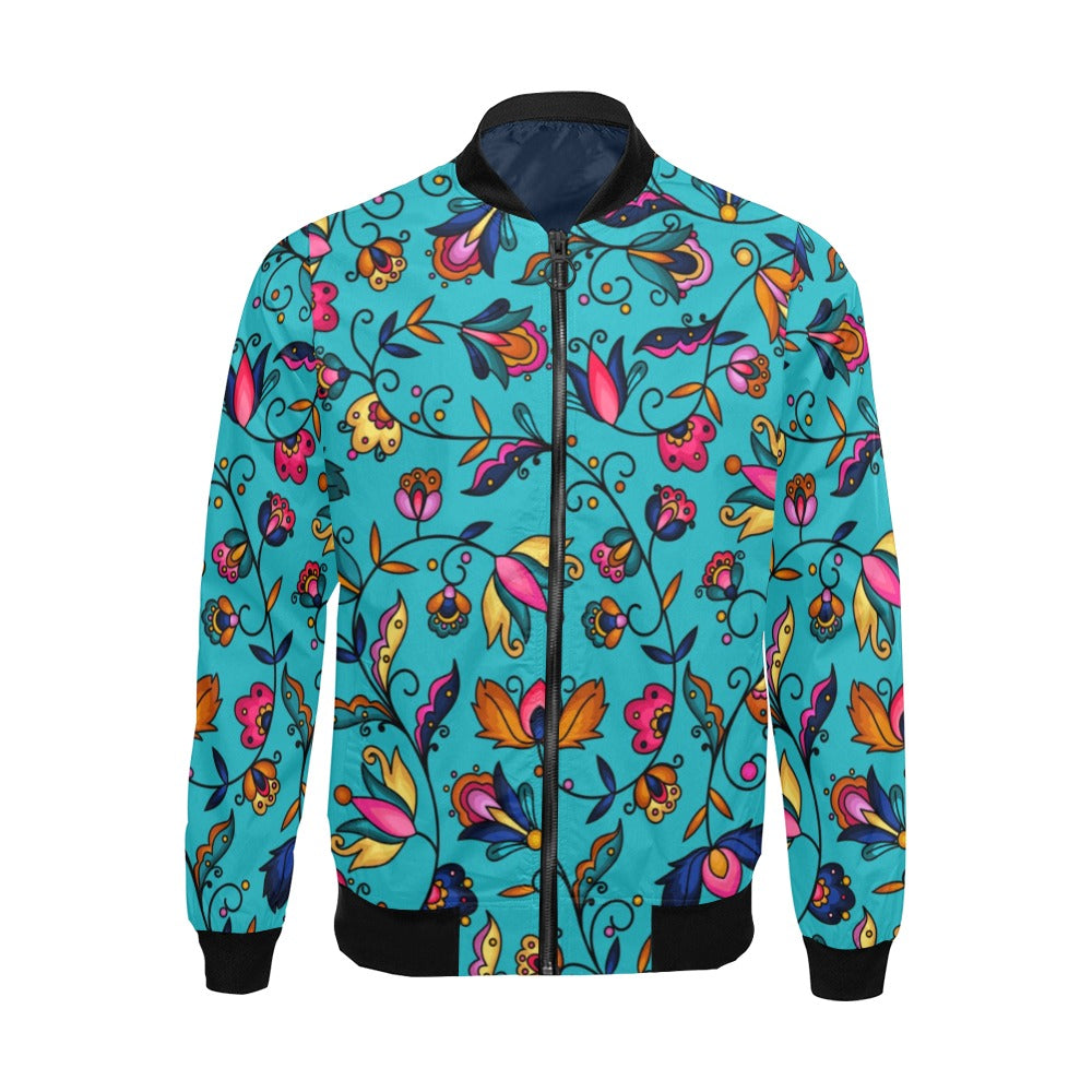 Copper Prairie Petals Turquoise Bomber Jacket for Men