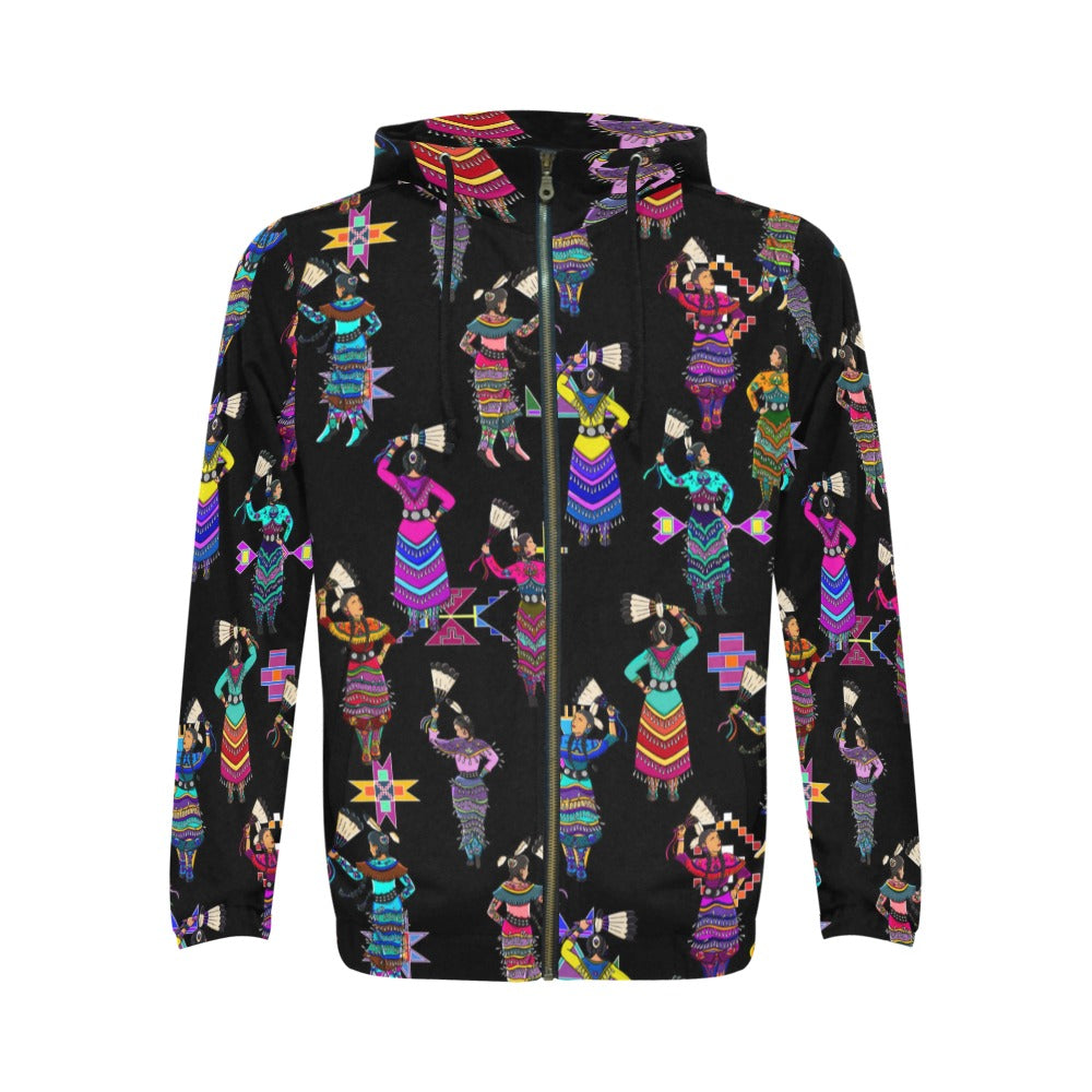 Women's Jingle Dancers Black Men's Zipper Hoodie