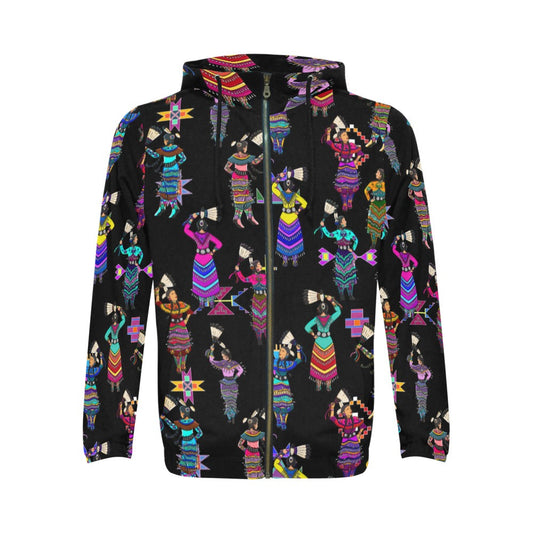 Women's Jingle Dancers Black Men's Zipper Hoodie