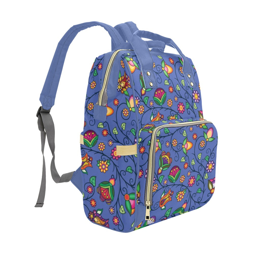 Heartbeat Petals Blue Multi-Function Diaper Backpack