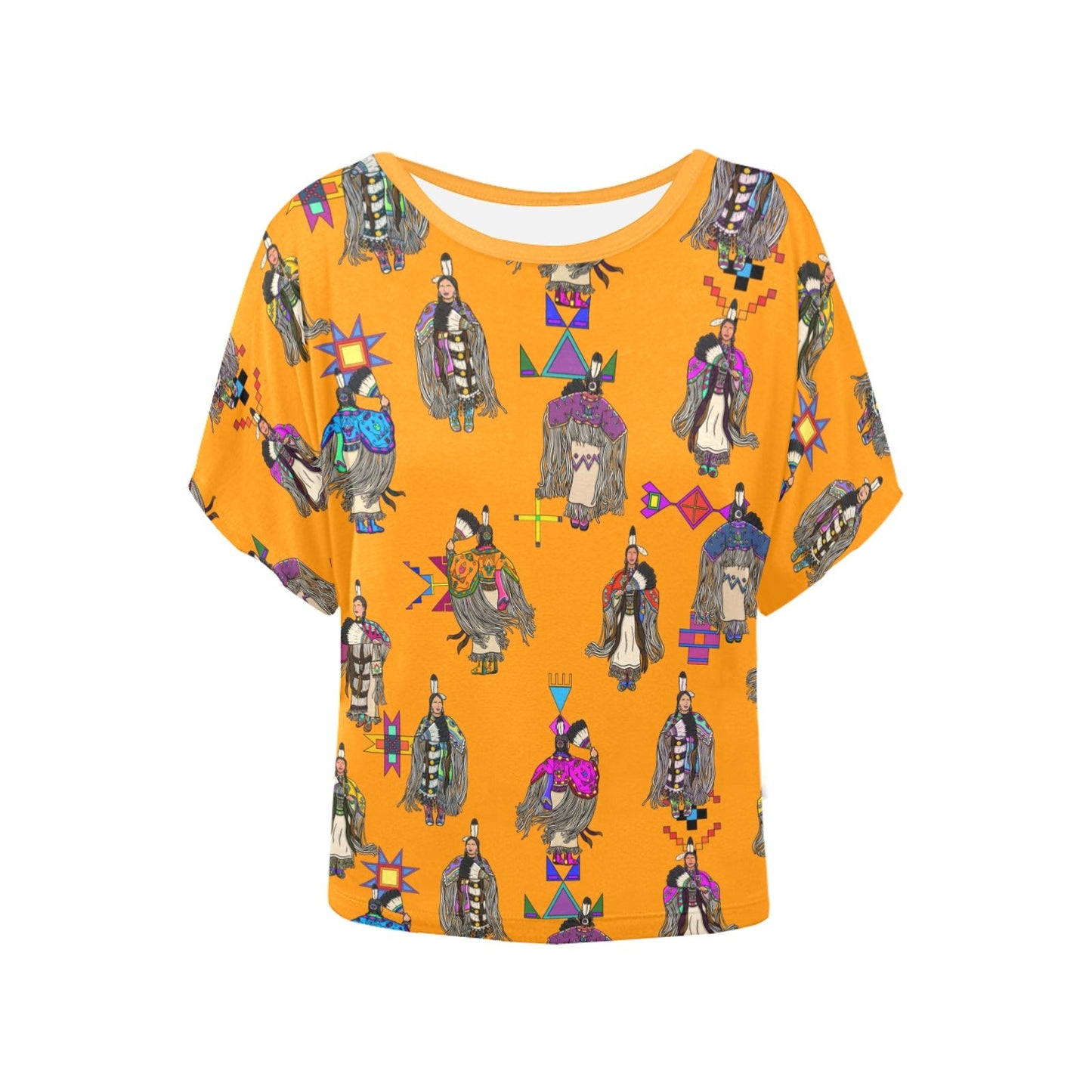Women's Tradish Dancers Orange Women's Batwing-Sleeved Blouse T shirt
