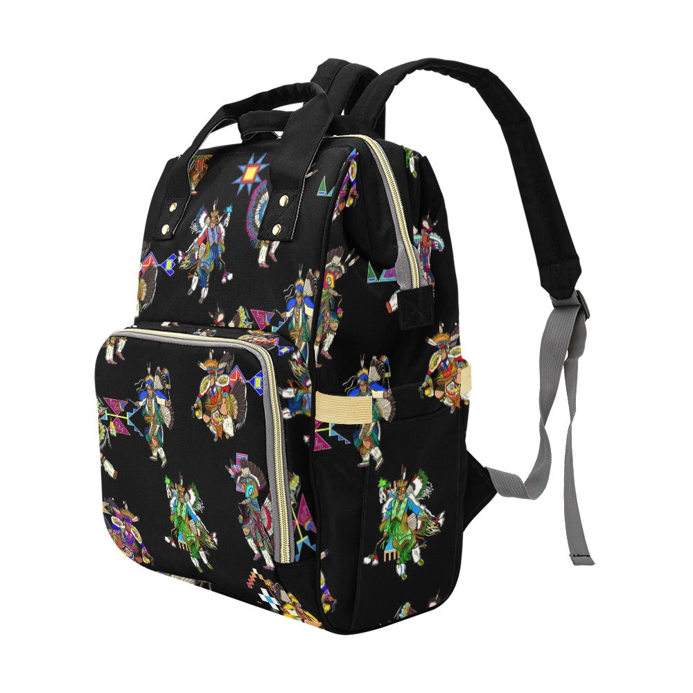 Men's Fancy Dancer Black Multi-Function Diaper Backpack