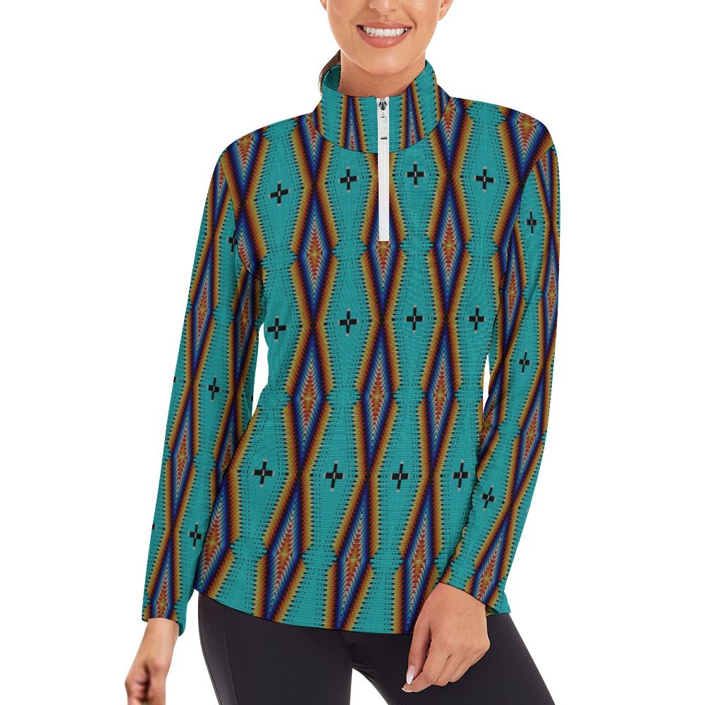 Diamond in the Bluff Turquoise Long Sleeve Yoga Shirt