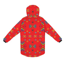 Load image into Gallery viewer, Rainy Chief Rainbow Red Unisex Sherpa Lined Hooded Coat
