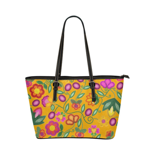 Boreal Bounty Yellow Leather Tote