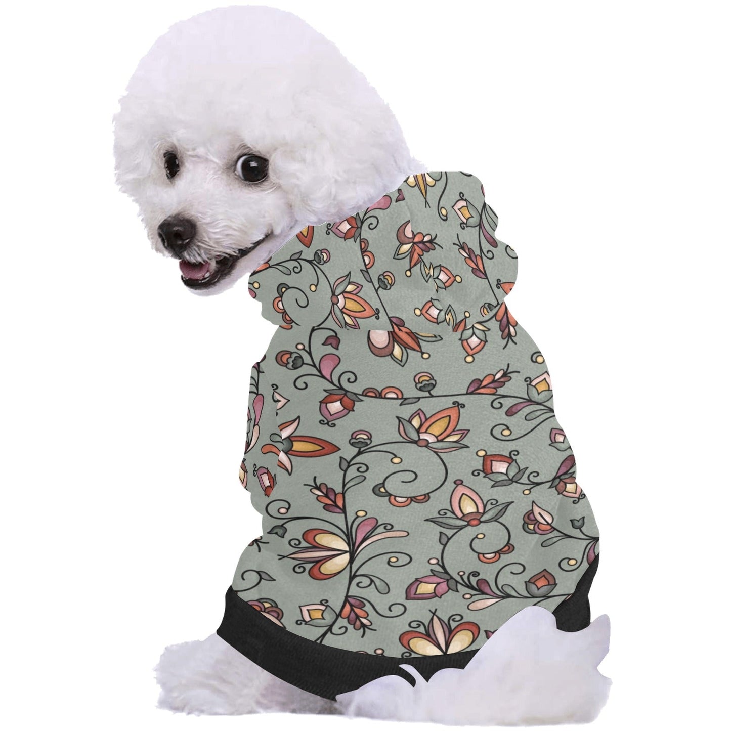 Burnt Sky Petals Green Pet Dog Hoodie