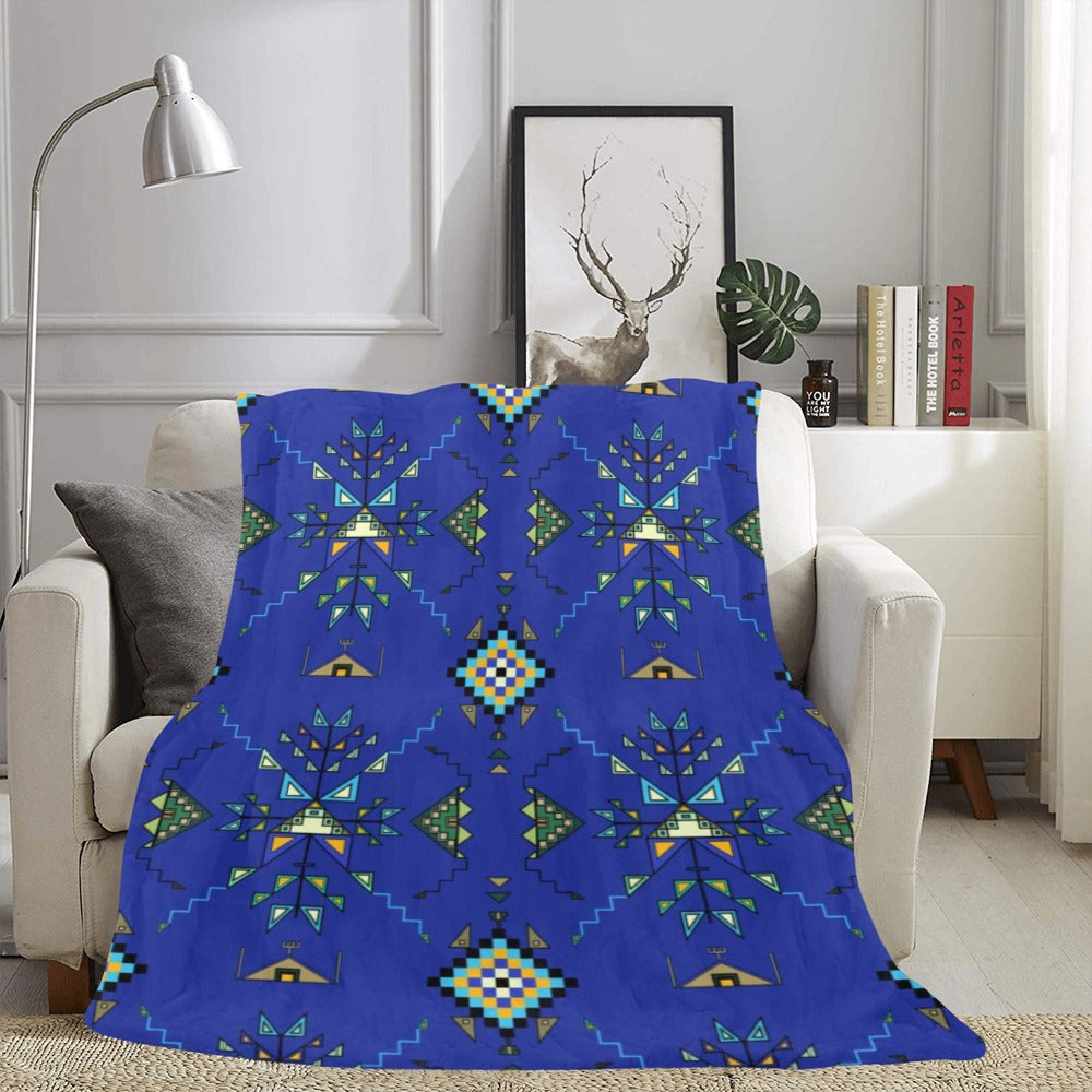 Bear Shield Dark Blue X-Large Micro Fleece Blanket