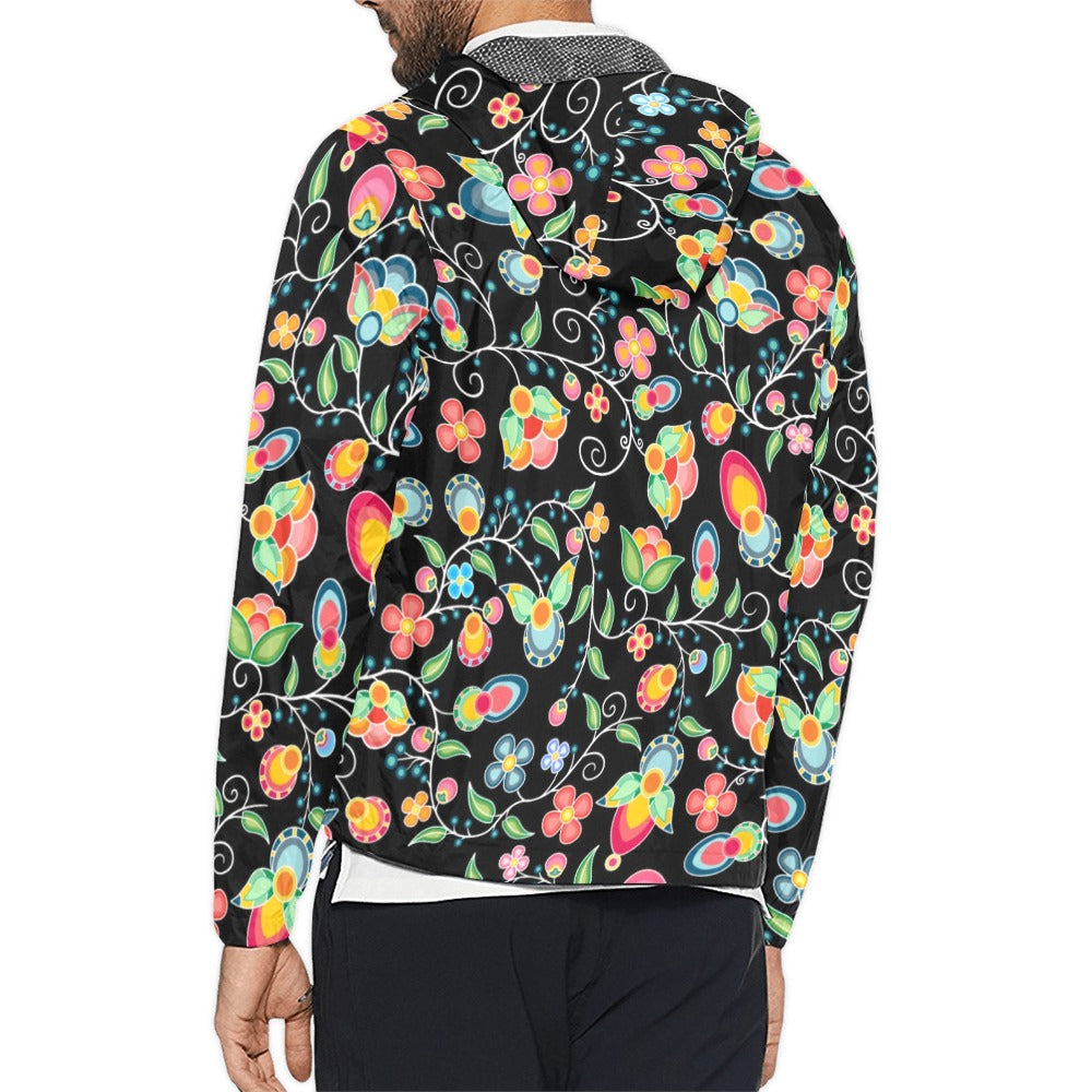 Floral Bounty Black Men's Windbreaker